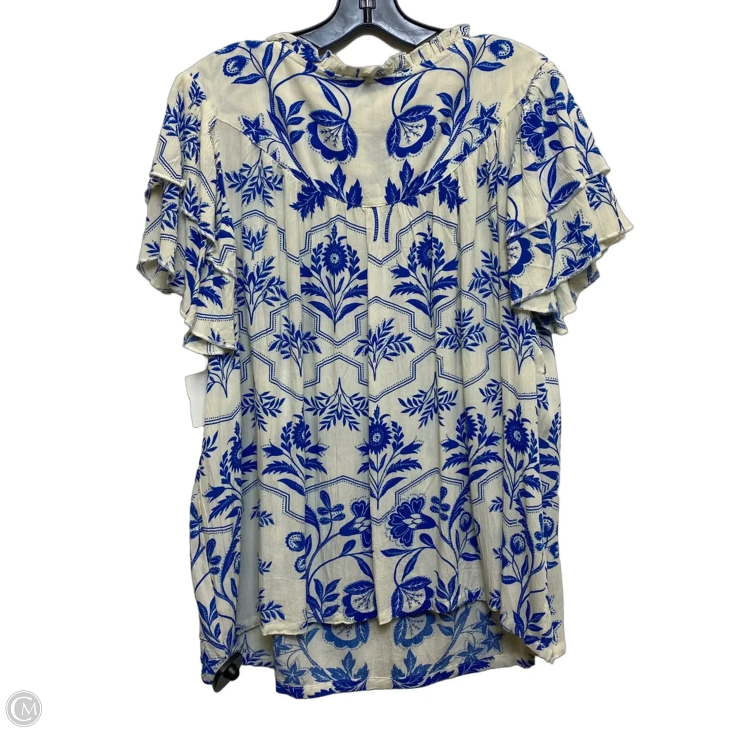Top Short Sleeve By Wonderly In Blue & White, Size: Xl