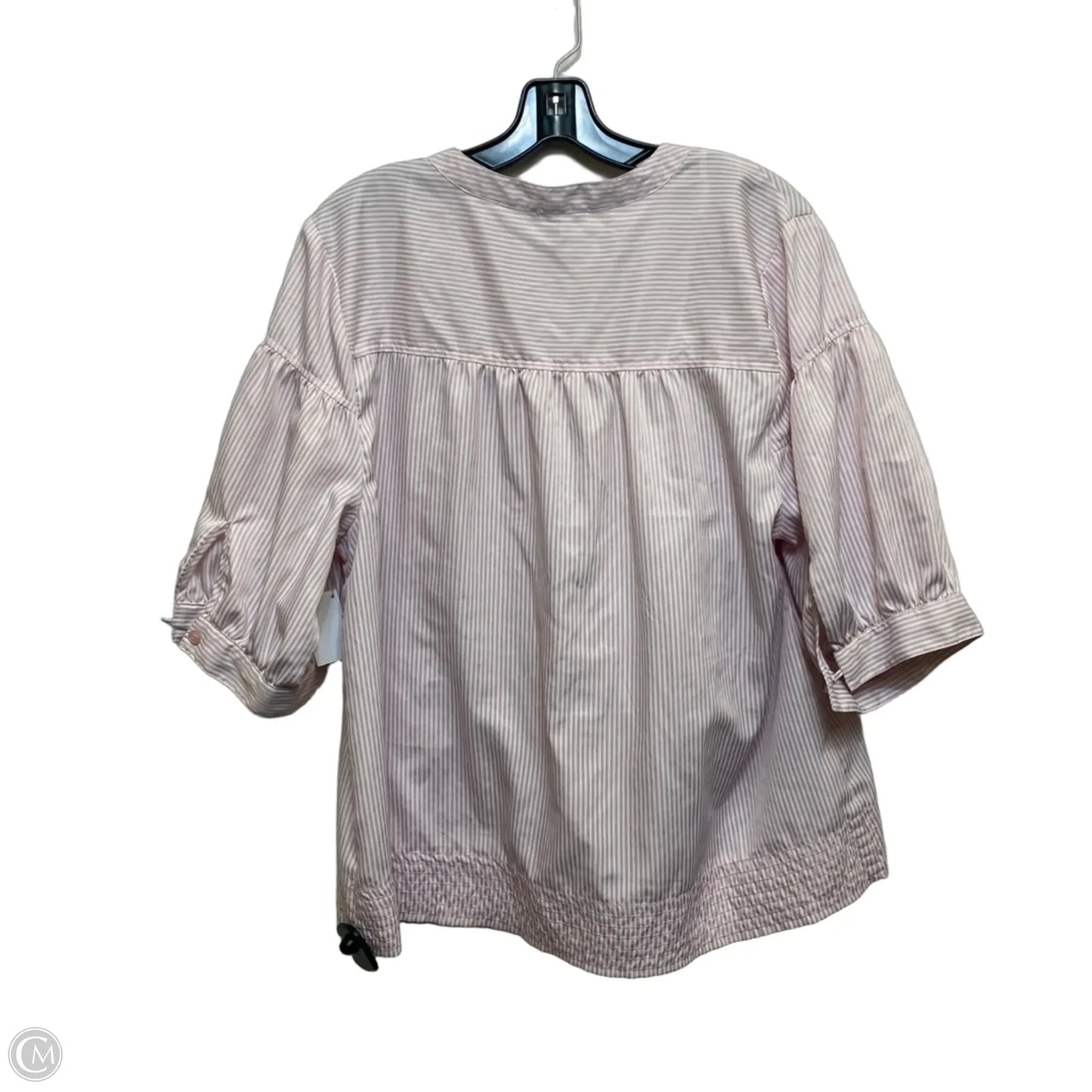 Top Short Sleeve By Floral & Ivy In Pink & White, Size: 1x