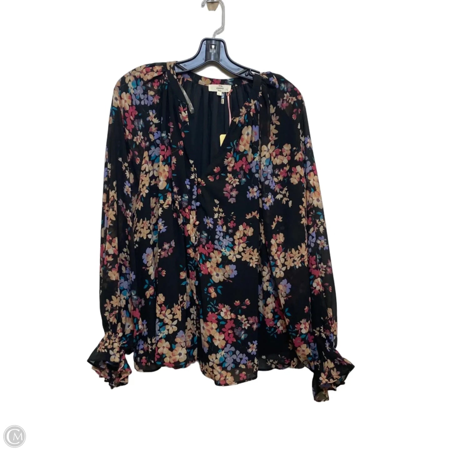 Top Long Sleeve By Entro In Black & Pink, Size: L