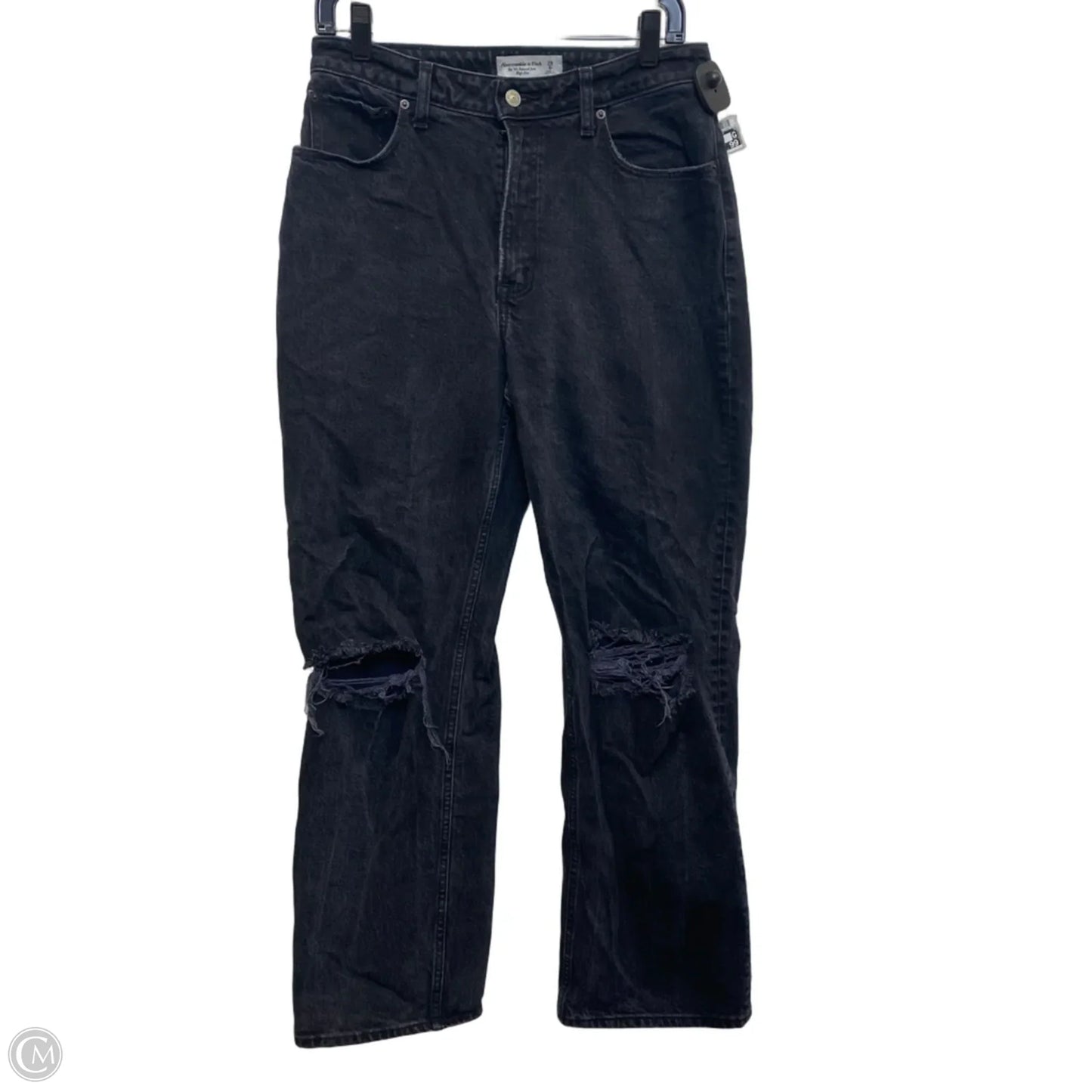 Jeans Straight By Abercrombie And Fitch In Black Denim, Size: 8