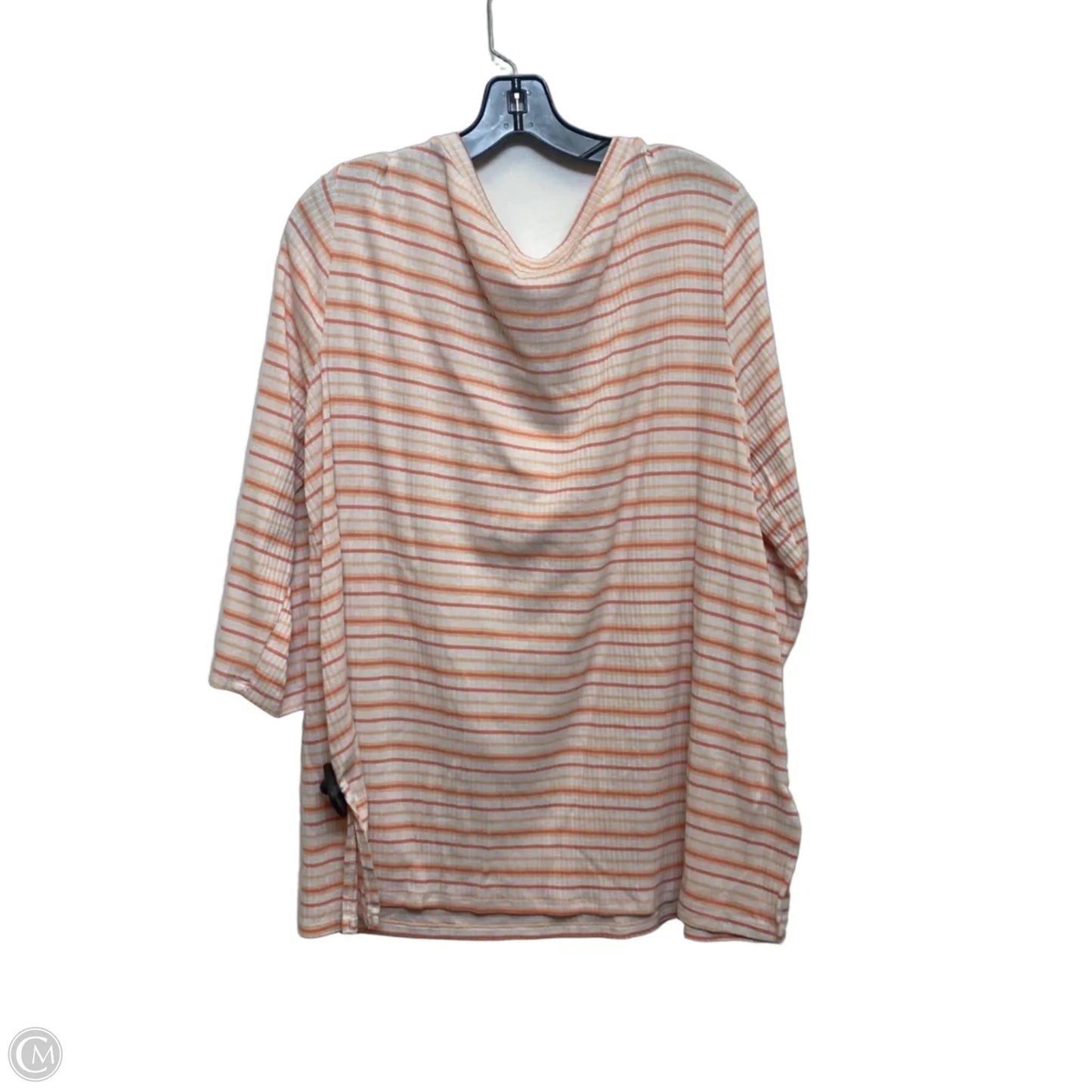 Top Long Sleeve By Ny Collection In Orange & White, Size: 1x