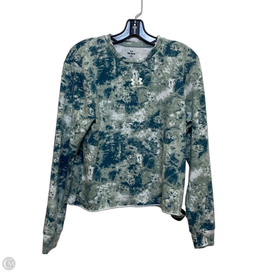 Athletic Top Long Sleeve Crewneck By Under Armour In Green & White, Size: M