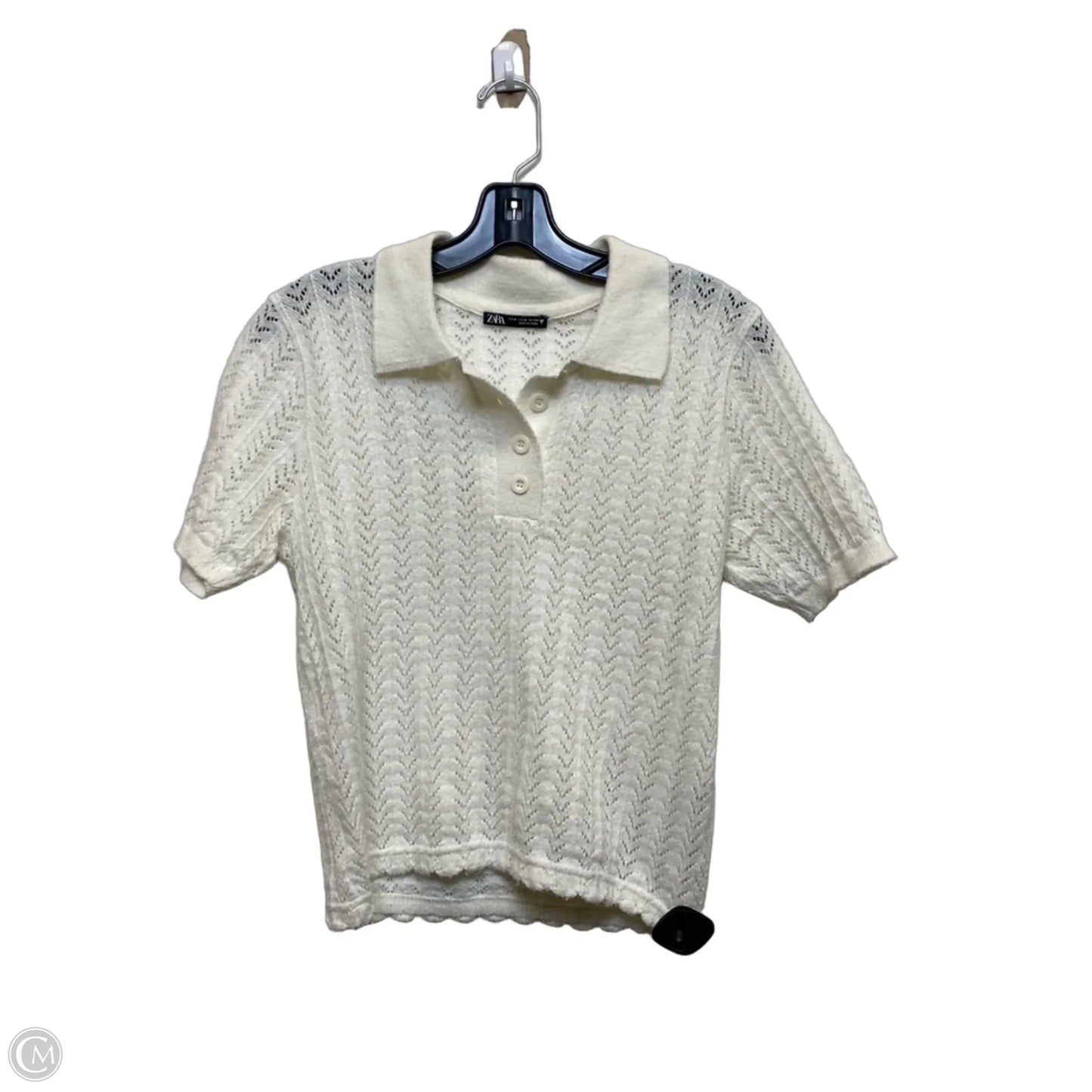 Sweater Short Sleeve By Zara In Cream, Size: M