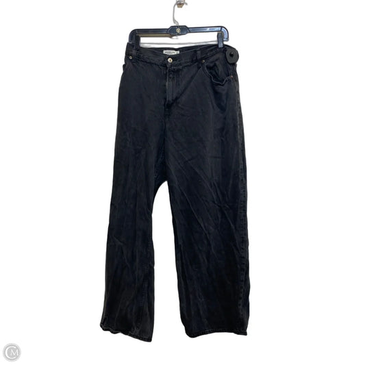 Jeans Wide Leg By Abercrombie And Fitch In Black Denim, Size: 16