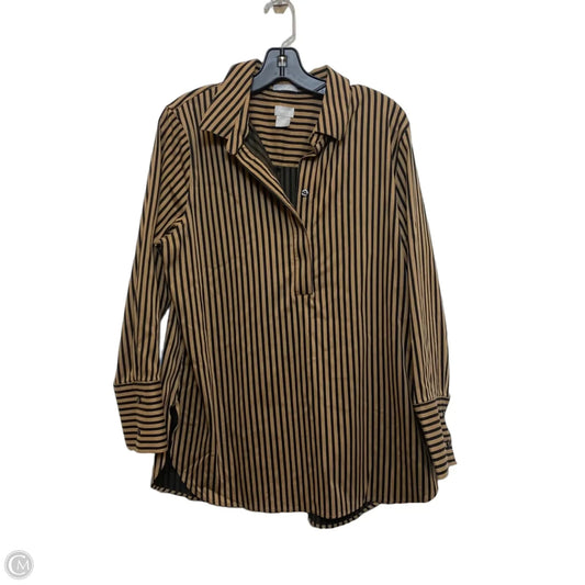 Top Long Sleeve By Chicos In Black & Brown, Size: L