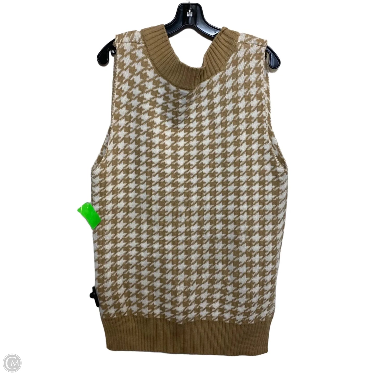Vest Sweater By Clothes Mentor In Tan & White, Size: S