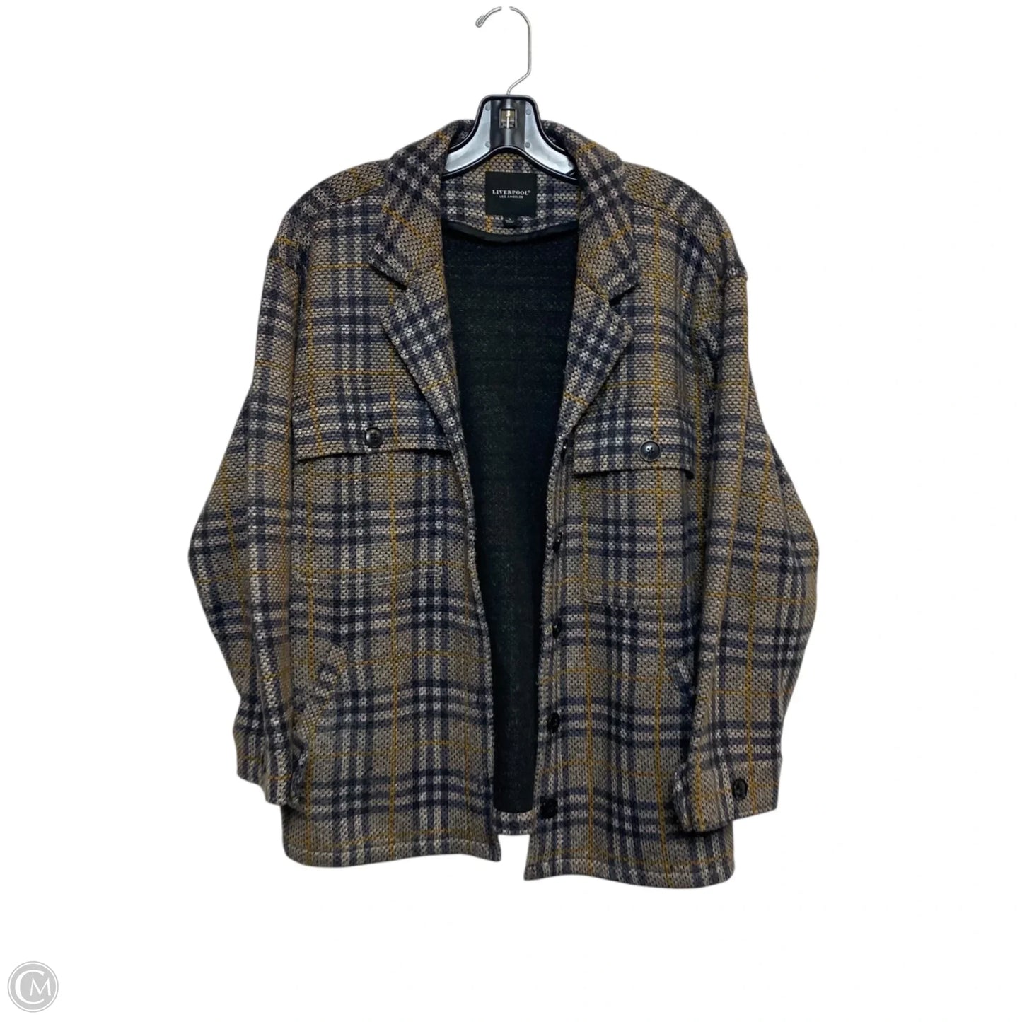 Jacket Shirt By Liverpool In Blue & Cream, Size: S