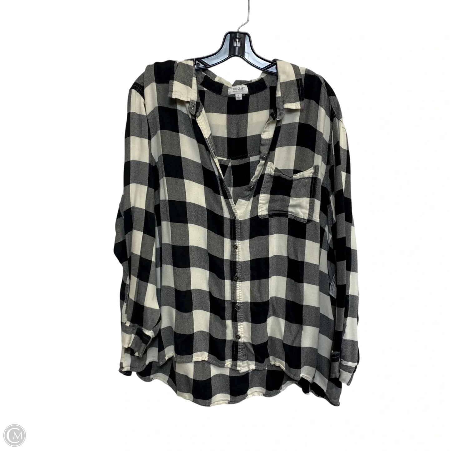 Top Long Sleeve By True Craft In Black & White, Size: 3x