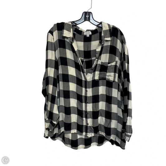 Top Long Sleeve By True Craft In Black & White, Size: 3x