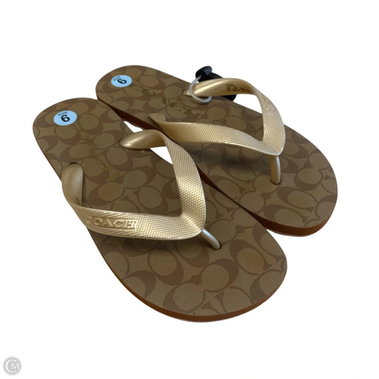 Sandals Designer By Coach In Gold, Size: 6