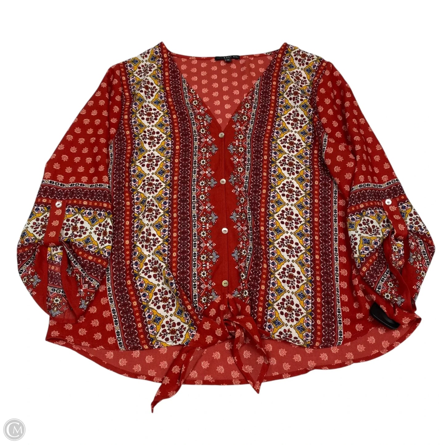 Top Long Sleeve By West Kei In Red & Yellow, Size: M