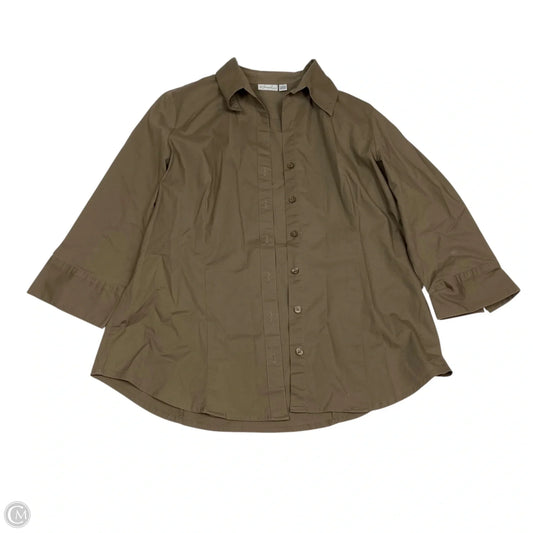 Top 3/4 Sleeve By Kim Rogers In Brown, Size: L