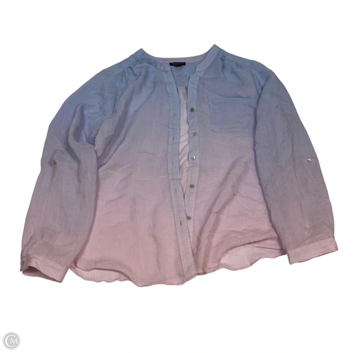 Top Long Sleeve By New Directions In Blue & Pink, Size: L