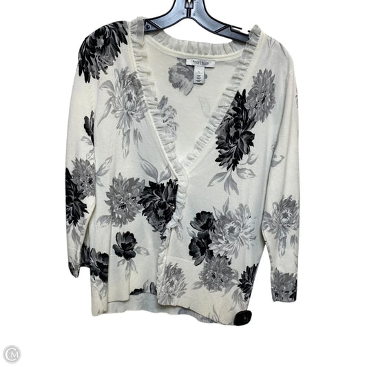 Cardigan By White House Black Market In Cream & Grey, Size: L