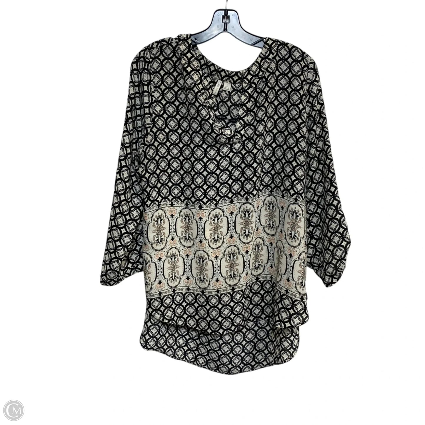 Top 3/4 Sleeve By Cato In Black & Cream, Size: L
