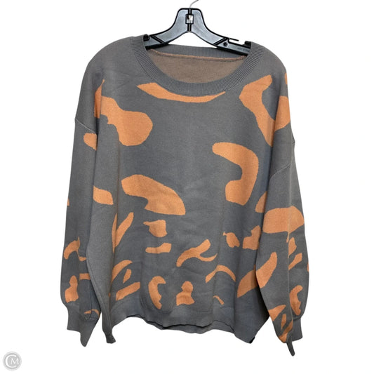 Sweater By Shein In Grey & Orange, Size: 3x