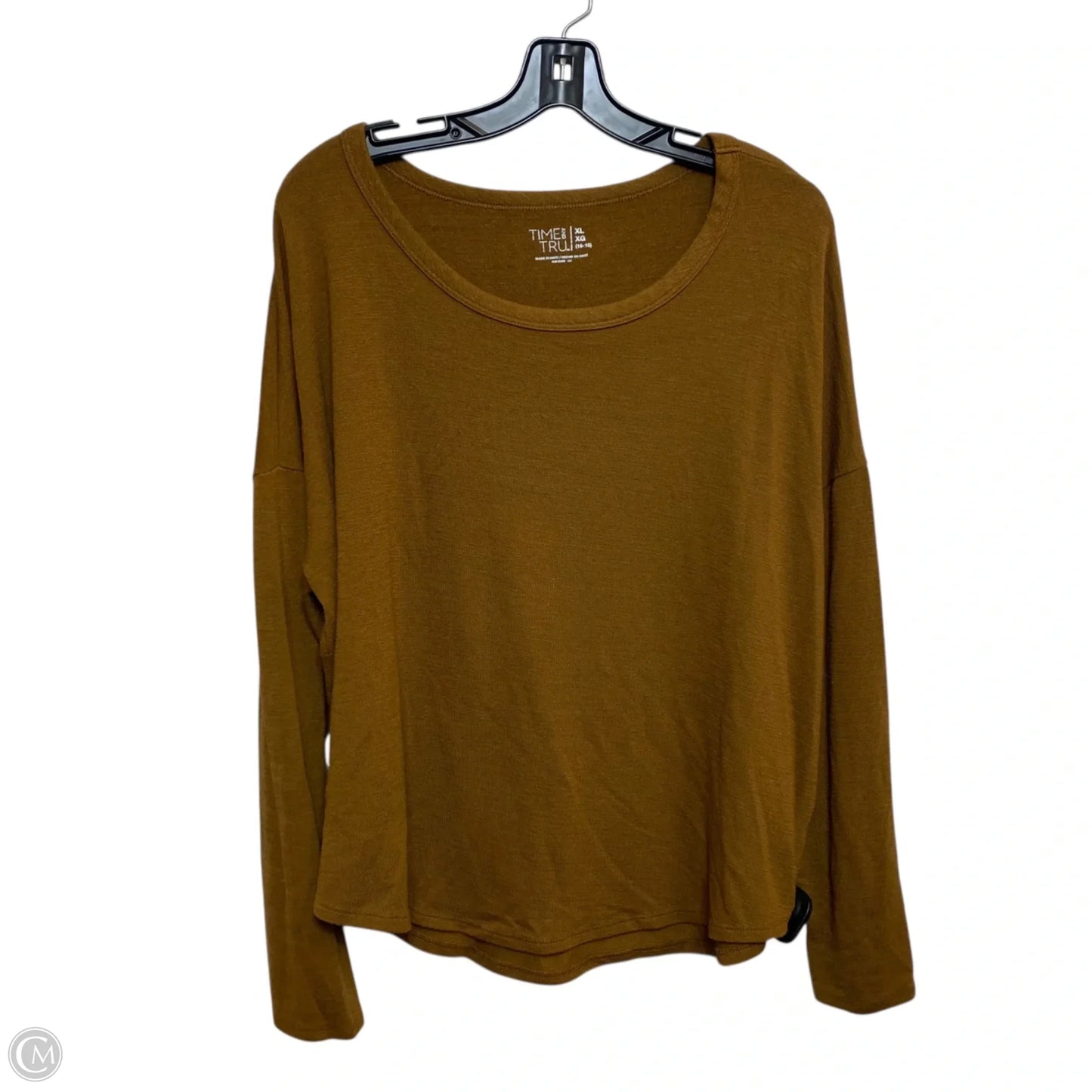 Top Long Sleeve Basic By Time And Tru In Brown, Size: Xl