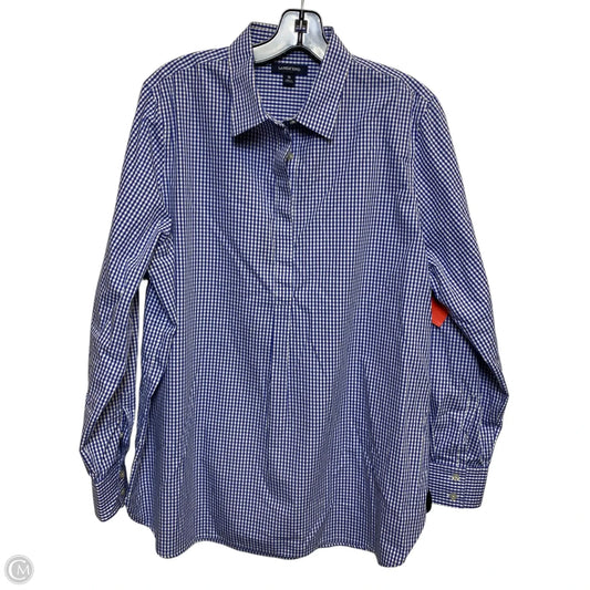 Top Long Sleeve By Lands End In Blue & White, Size: Xl