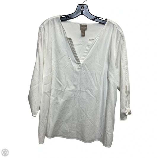 Top 3/4 Sleeve By Chicos In White, Size: Xl