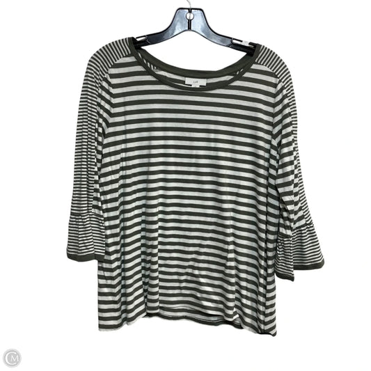 Top Long Sleeve By J. Jill In Green & White, Size: Mp
