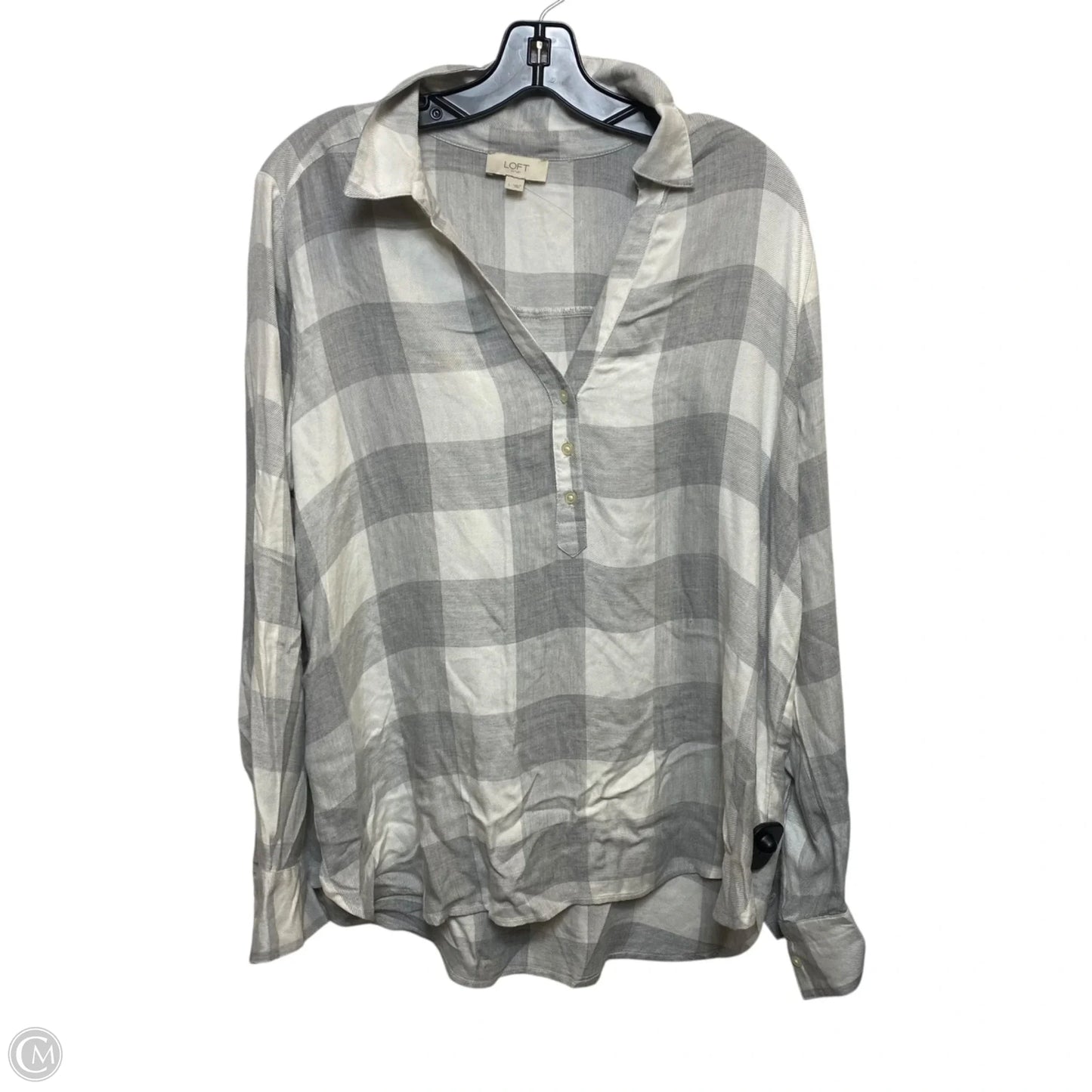 Top Long Sleeve By Loft In Grey, Size: L