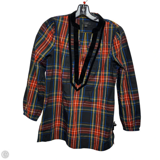 Top Long Sleeve By J. Crew In Plaid Pattern, Size: Xs