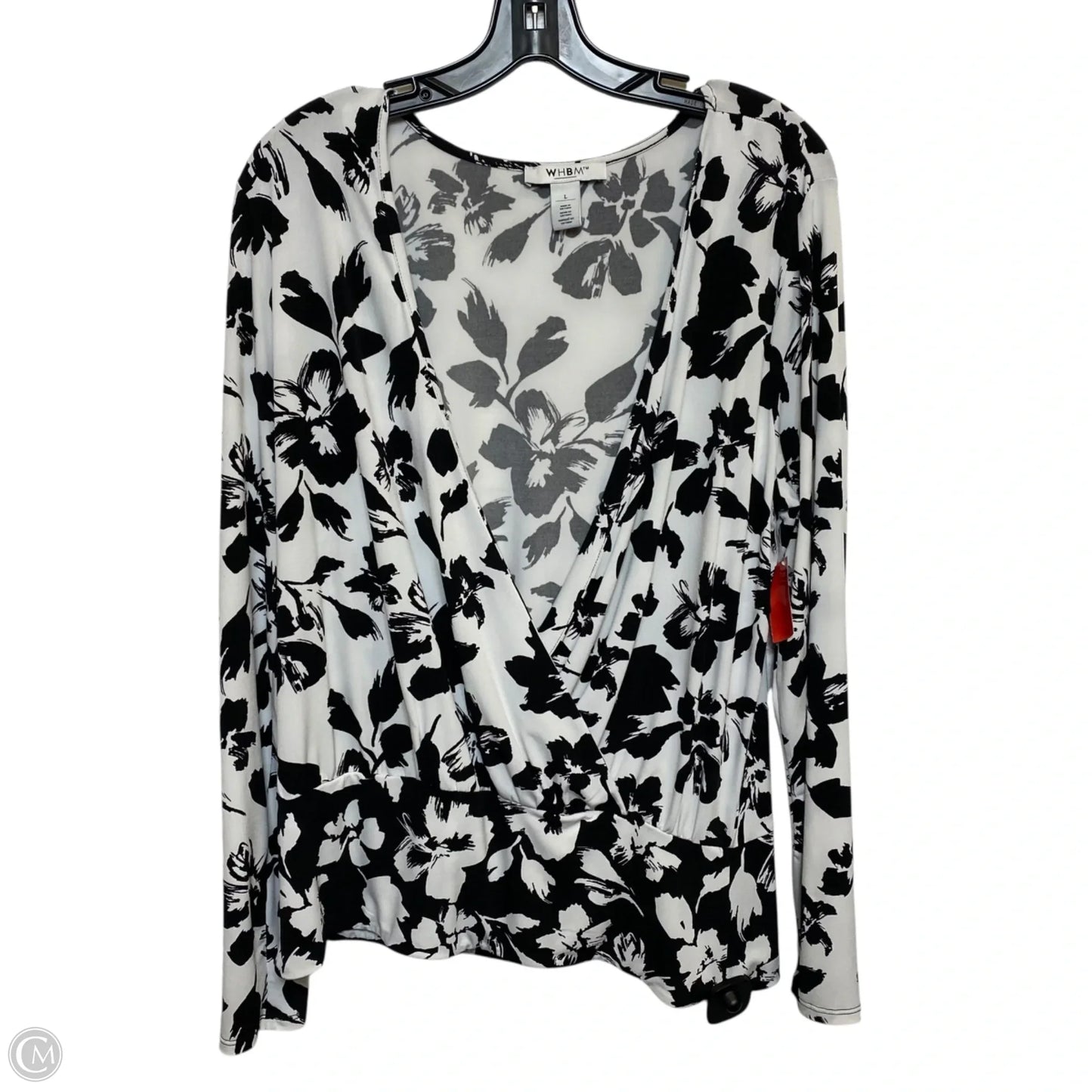 Top Long Sleeve By White House Black Market In Black & White, Size: L