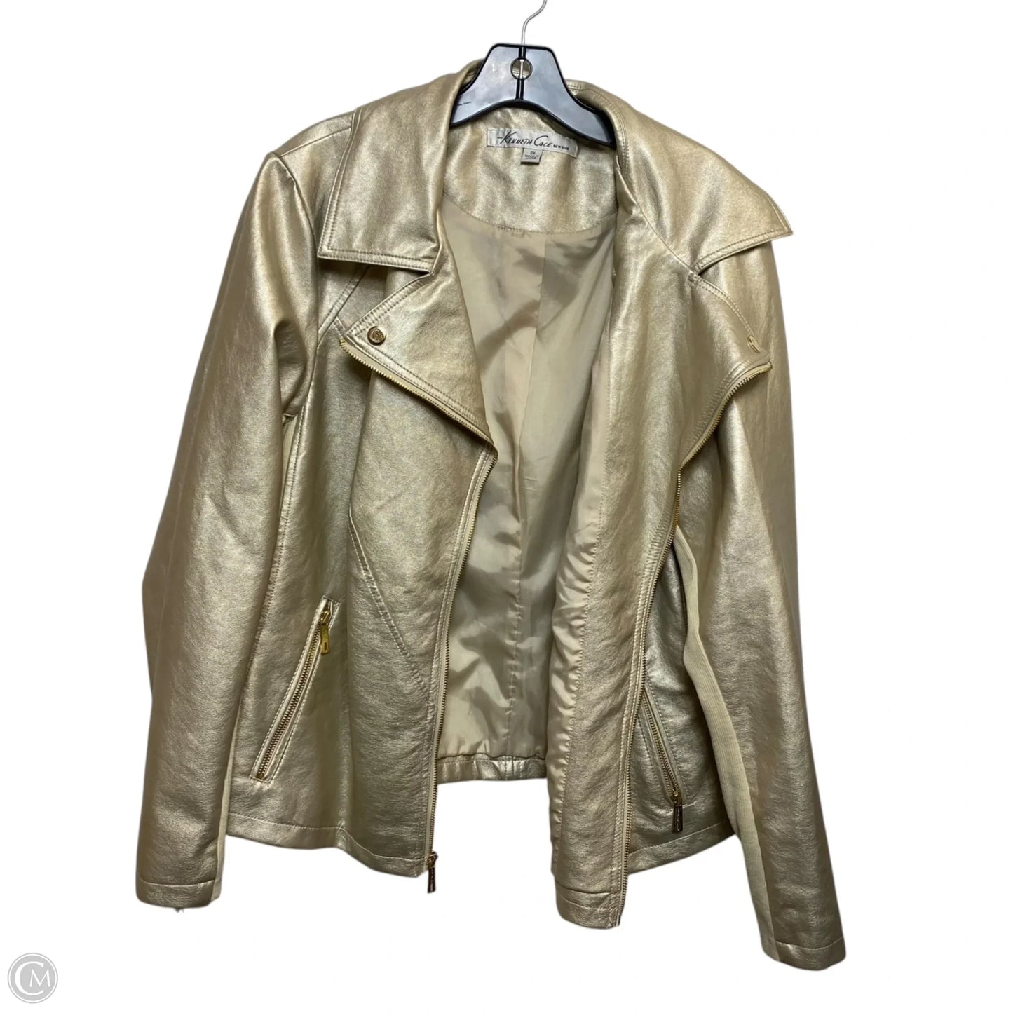 Jacket Moto By Kenneth Cole In Gold, Size: 2x