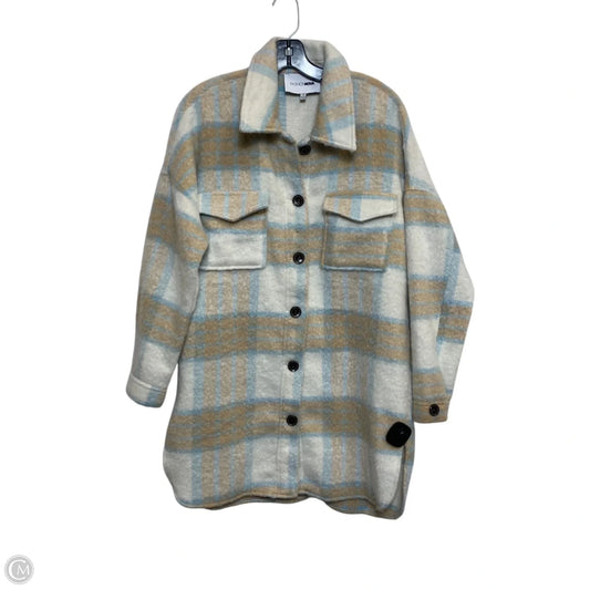 Jacket Shirt By Fashion Nova In Blue & Cream, Size: S