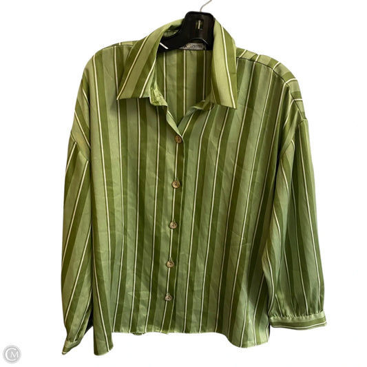 Top Long Sleeve By Zara In Green, Size: M