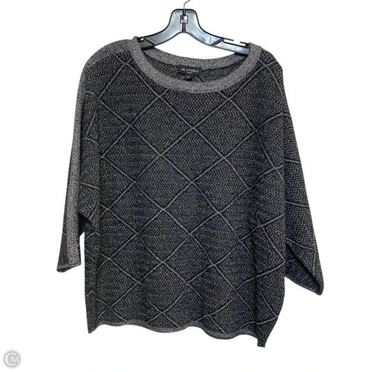 Top 3/4 Sleeve By In Studio In Black & Silver, Size: 1x