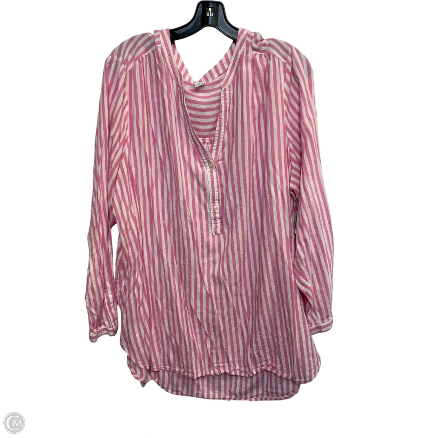 Top Long Sleeve By Old Navy In Pink & White, Size: Xxl