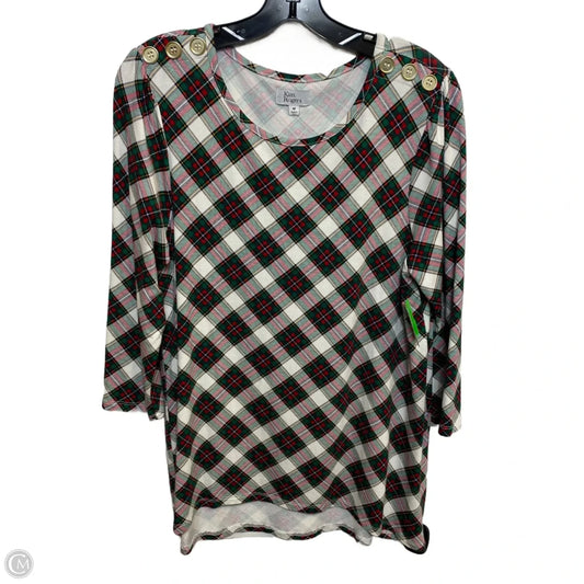 Top 3/4 Sleeve By Kim Rogers In Green & Red, Size: M