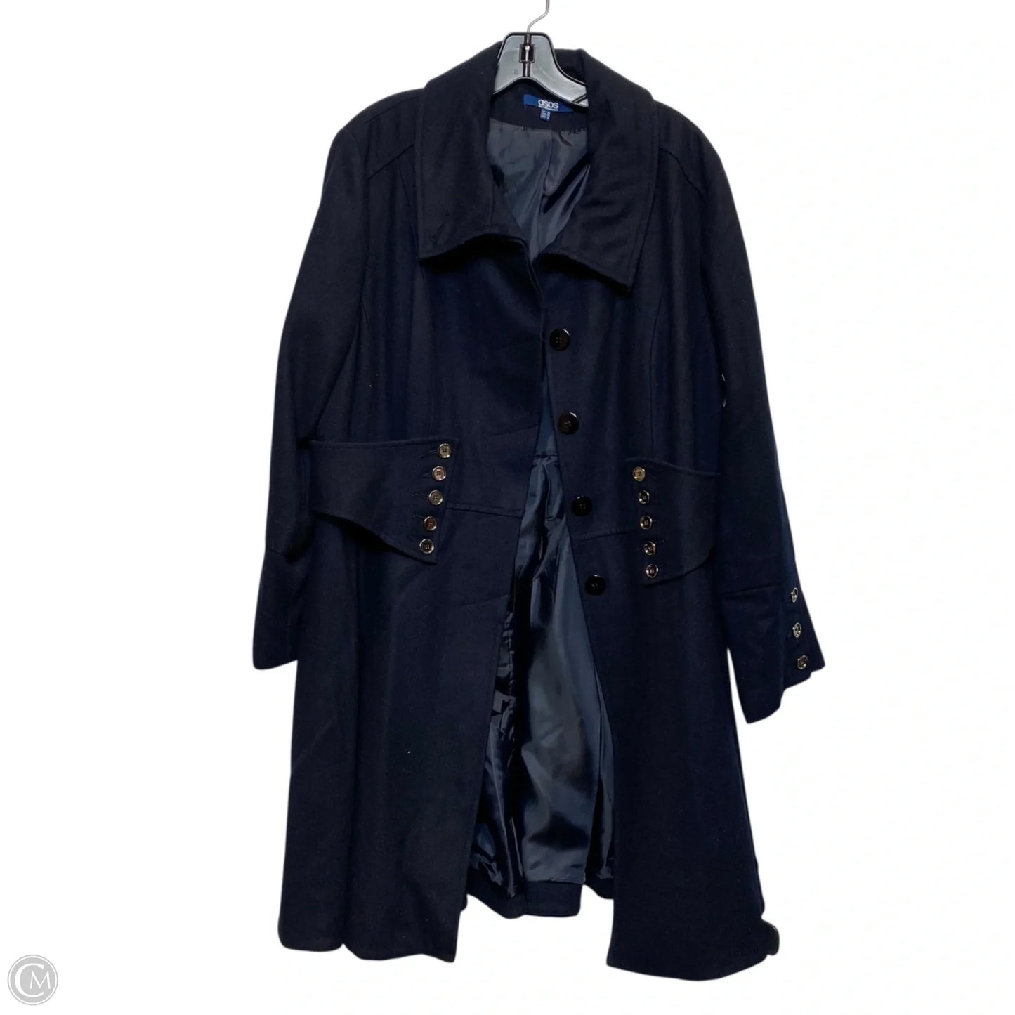 Coat Peacoat By Asos In Navy, Size: Xl