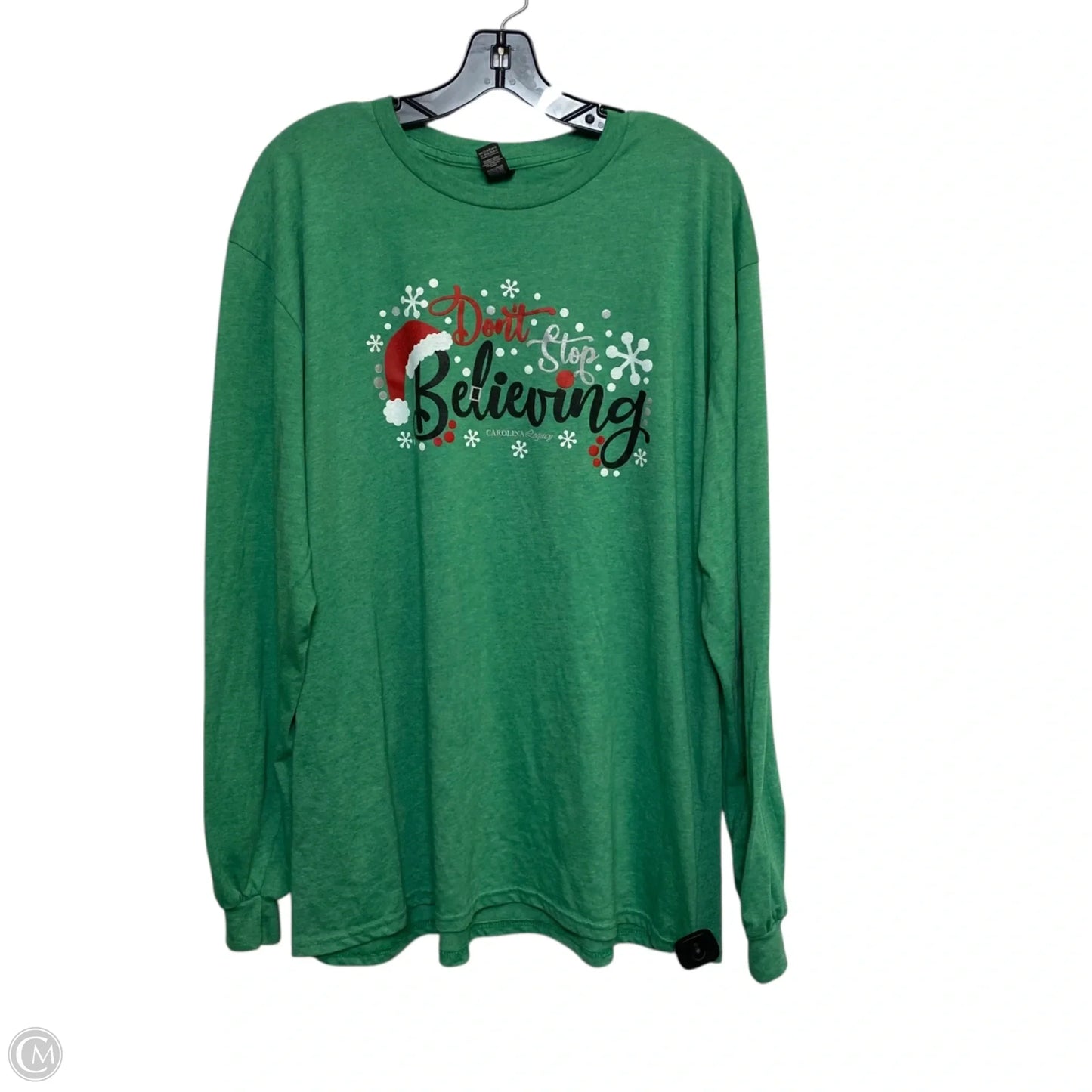 Top Long Sleeve By Anvil In Green, Size: 2x