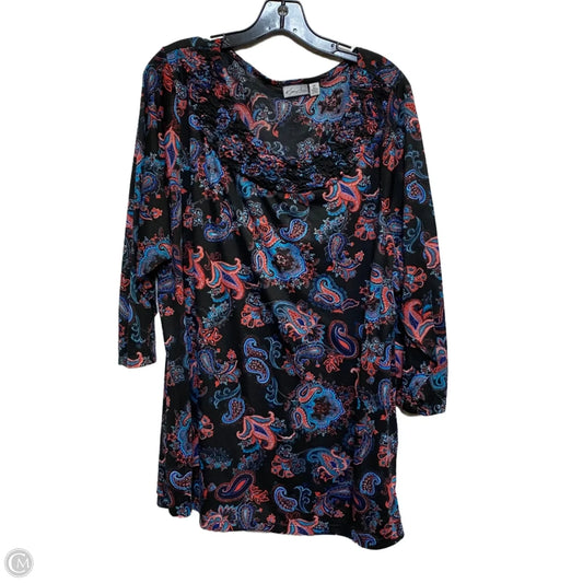 Top Long Sleeve By Kim Rogers In Black & Red, Size: 3x
