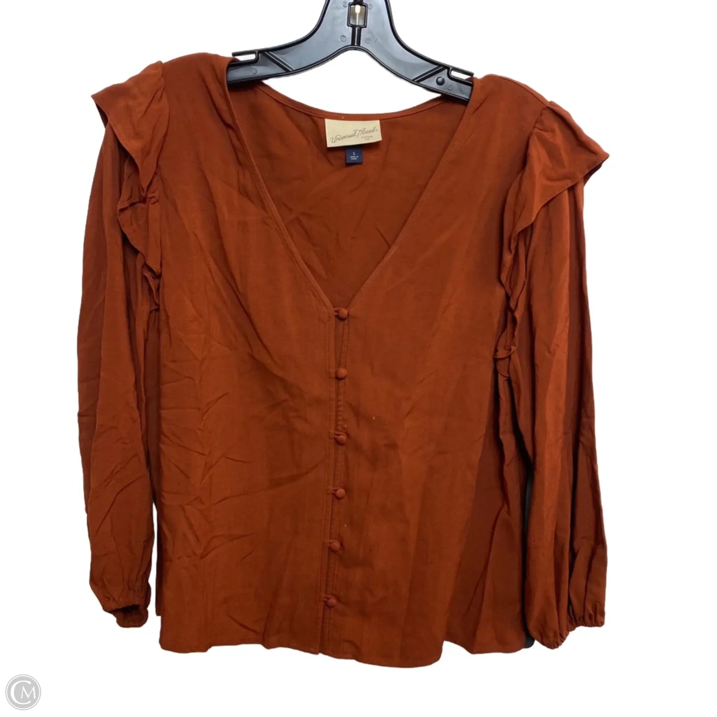 Top Long Sleeve By Universal Thread In Brown, Size: S