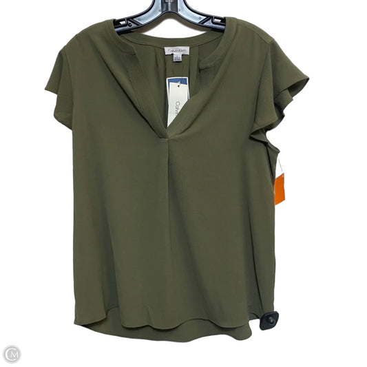 Top Short Sleeve By Calvin Klein In Green, Size: L