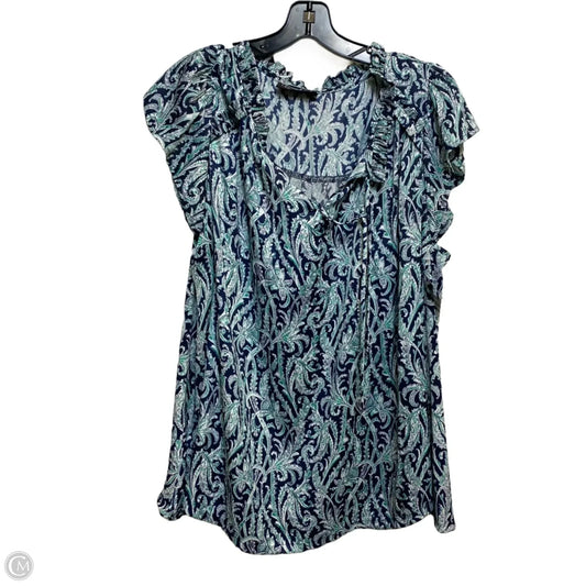 Top Short Sleeve By Lane Bryant In Blue & White, Size: 3x
