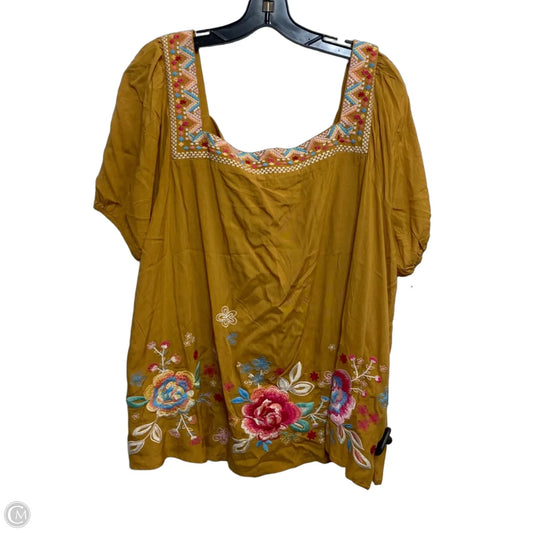 Top Short Sleeve By Savanna Jane In Yellow, Size: 2x
