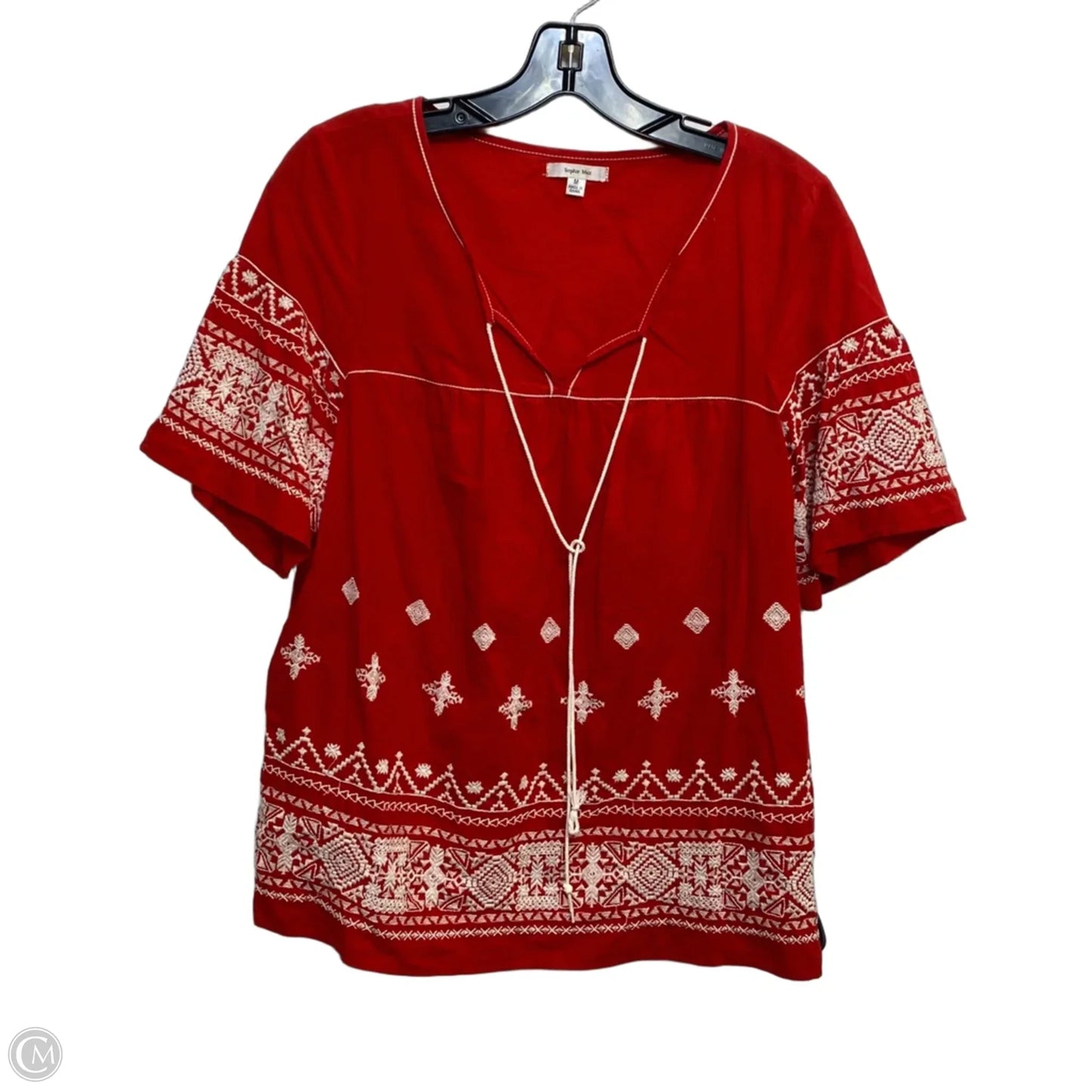 Top Short Sleeve By Sophie Max In Red, Size: M