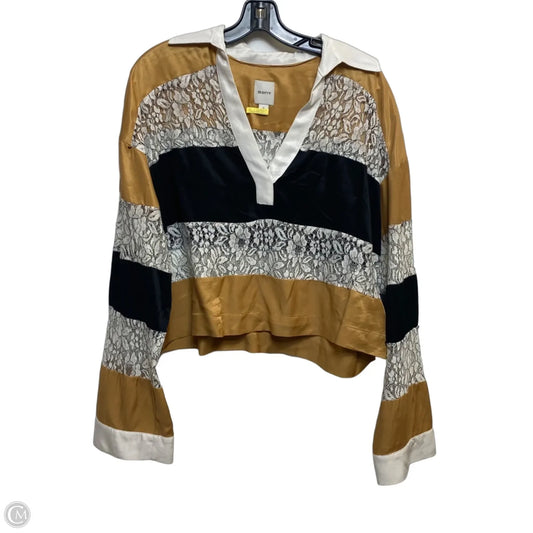 Top Long Sleeve By Maeve In Black & Gold, Size: M