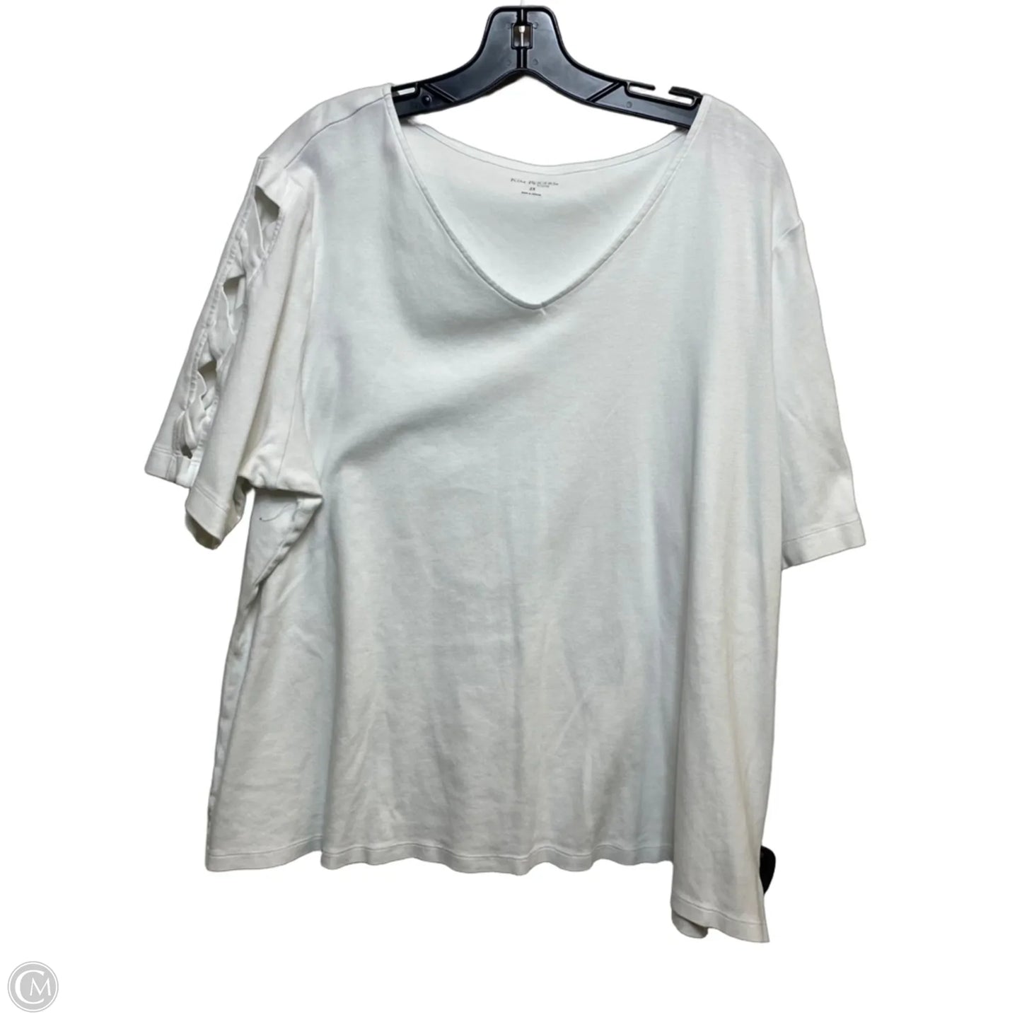 Top Short Sleeve By Kim Rogers In White, Size: 2x