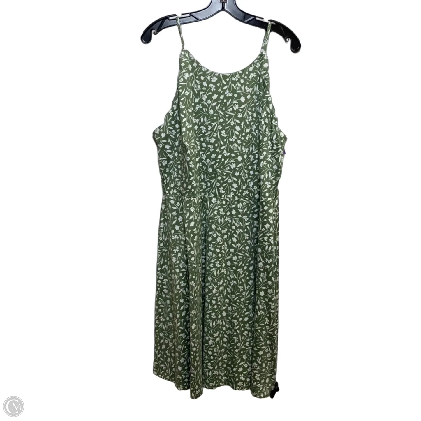 Dress Casual Midi By Fortune & Ivy In Green & White, Size: 1x
