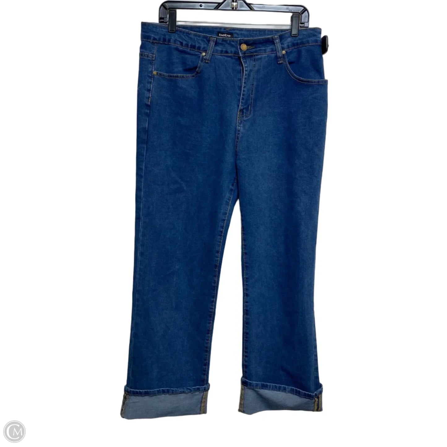 Jeans Straight By Bebe In Blue Denim, Size: 14