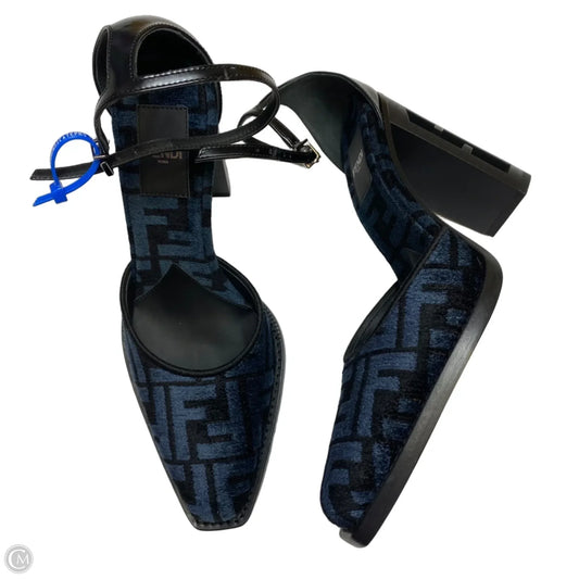 Shoes Luxury Designer By Fendi In Black & Blue, Size: 6