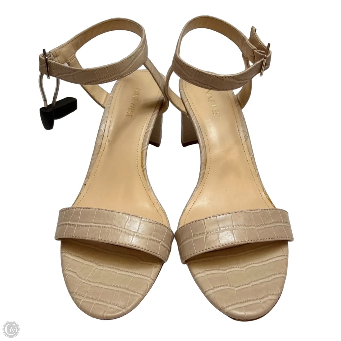 Sandals Heels Block By Nine West In Cream, Size: 10.5