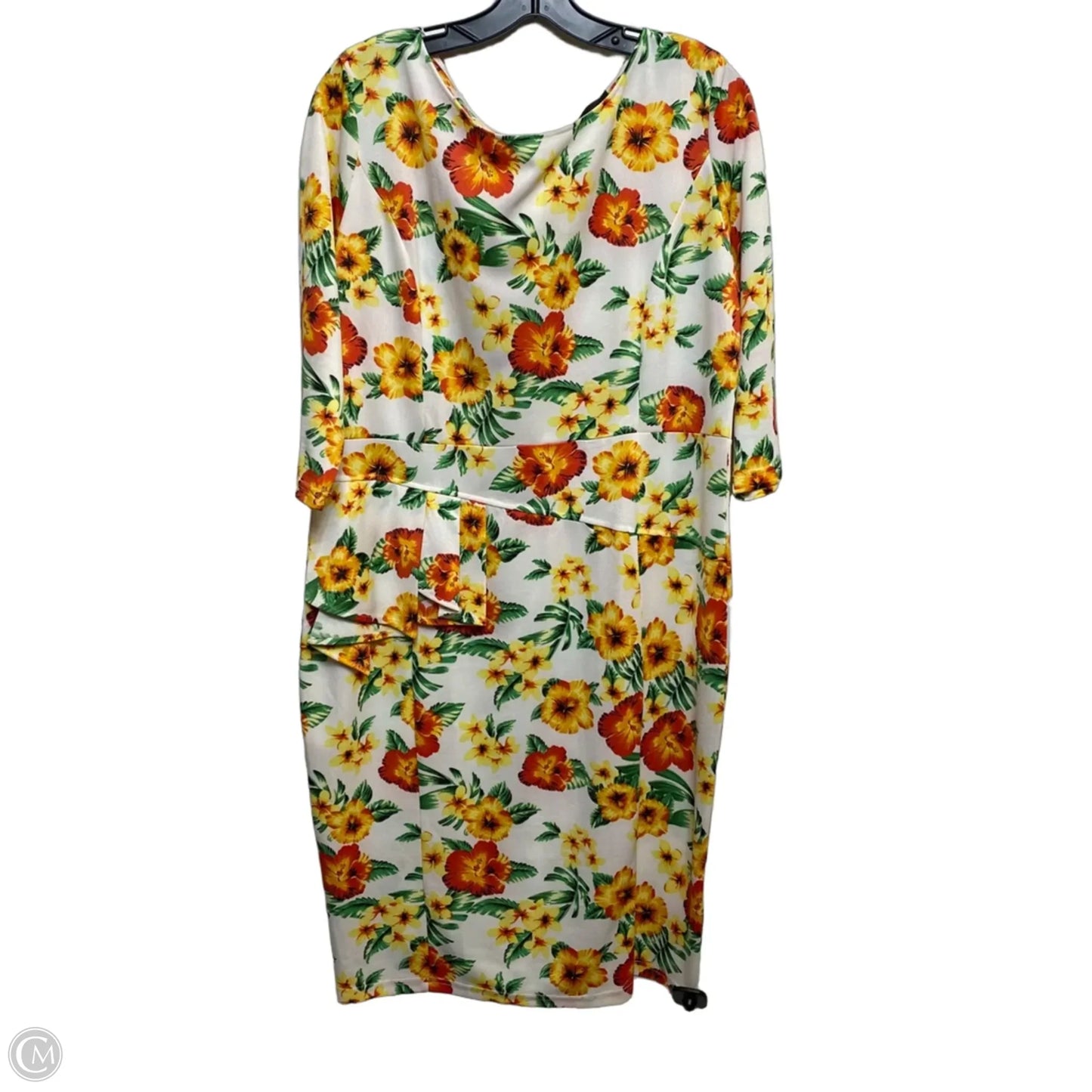 Dress Casual Midi By Viwenni In White & Yellow, Size: Xxl