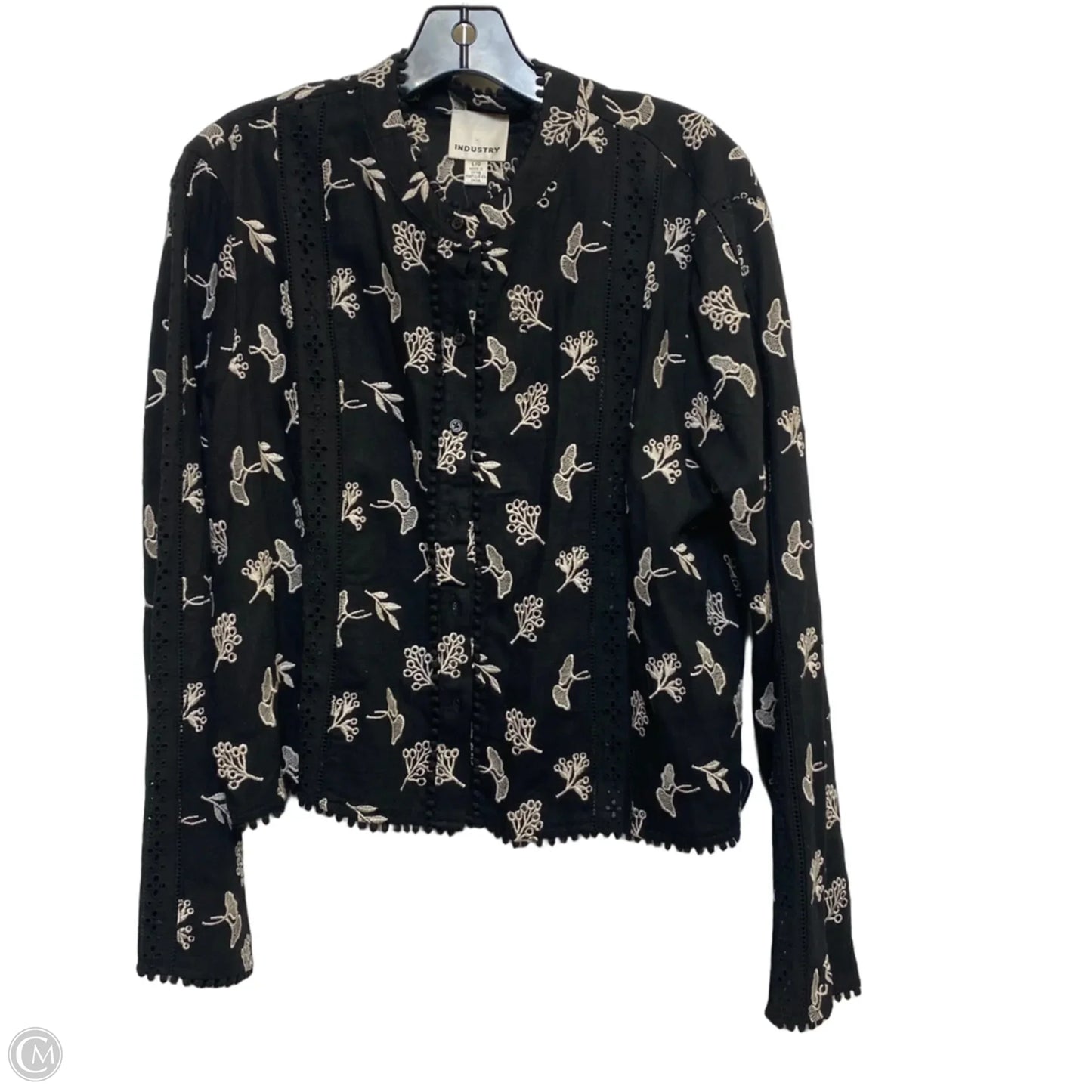 Top Long Sleeve By Industry In Black & Cream, Size: L