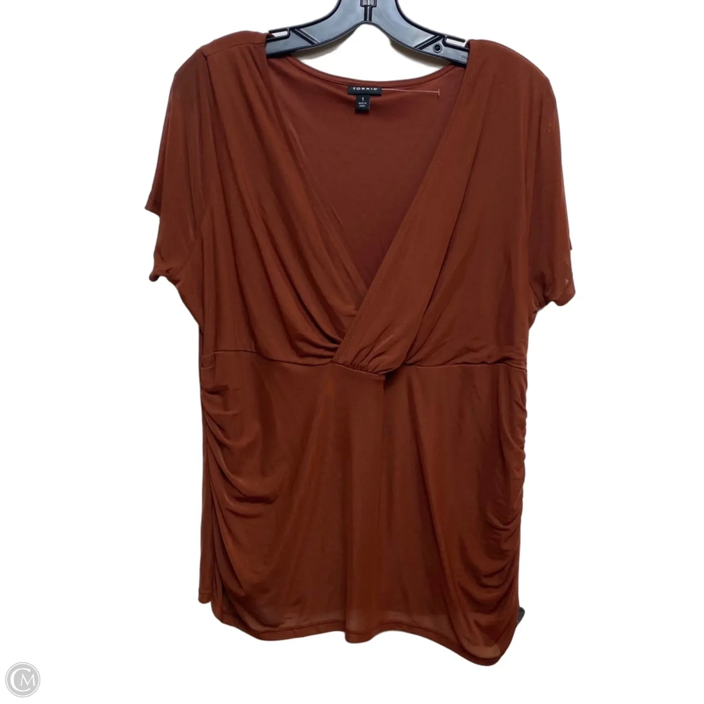 Top Short Sleeve By Torrid In Brown, Size: 1x